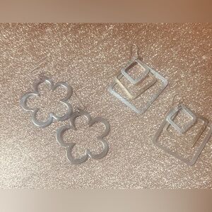 Silver Flower Power & Gold and Silver Geometric Dangle Earrings